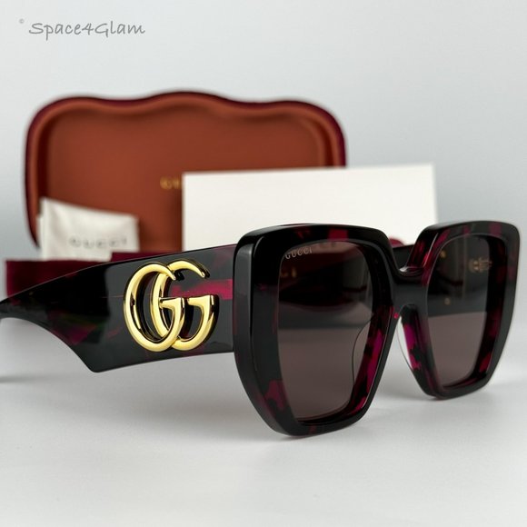 Gucci Women Sunglasses Havana Violet Brown Cat Eye GG0956S 008 BRAND NEW main image 7